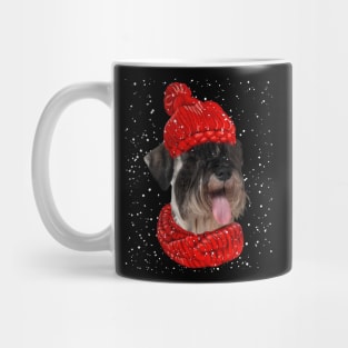 Standard Poodles Wearing Red Hat And Scarf Christmas Mug